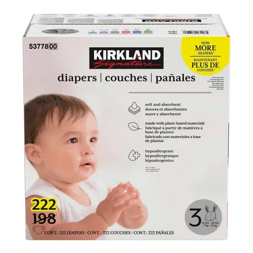 Vista 8 de Kirkland Pañales Signature talla 1 (hasta 14 libras) 192 unidades con toallitas exclusivas para la salud y el aire libre