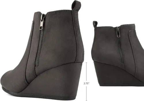 Vista 4 de DREAM PAIRS Botines de cuña baja de gamuza para mujer