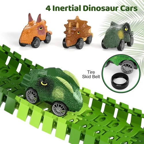 Vista 4 de IHAHA 169 piezas de juguetes de pista de carreras de dinosaurios para niños, niños pequeños de 1 a 3, 3 a 5, 4 a 7 años, juguetes de pista