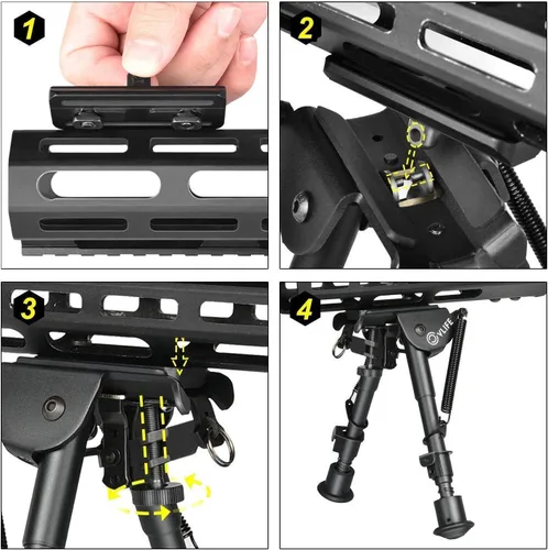 Vista 2 de CVLIFE M-Rail Adaptador de bípode Sling Stud Mount Bipod para montaje de bípode M-Rail con 4 tuercas en T, 4 tornillos y 1 llave de aluminio Negro