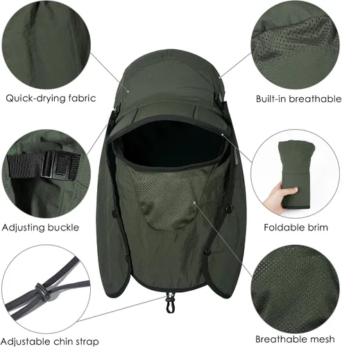 Vista 2 de GADIEMKENSD Sombrero de pesca plegable UPF 50+ 360 para exteriores