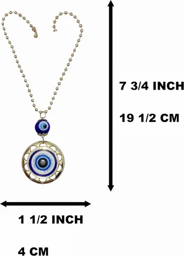 Vista 2 de LUCKBOOSTIUM Evil Eye Wheel of Fortune - Adorno colgante de pared y puerta con cadena de metal dorado, aumenta tu energía, para suerte y protección