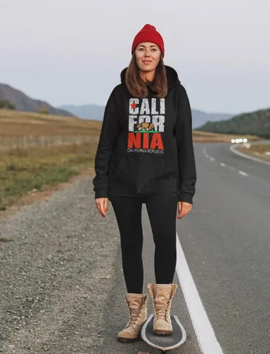 Vista 3 de Tstars Sudaderas con capucha de la bandera retro de California Bear Republic para mujer