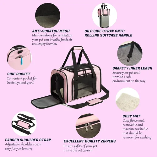 Vista 2 de Transportador de gatos para perros y mascotas, bolsas para gatos pequeños y medianos, perros y cachorros de 15 libras, de lado suave, aprobado por