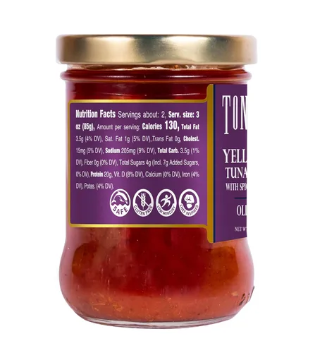 Vista 4 de Tonnino Filetes de atún bajos en calorías y sin gluten de aleta amarilla en aceite de oliva, 6.3 onzas, chile tailandés picante (paquete de 6))