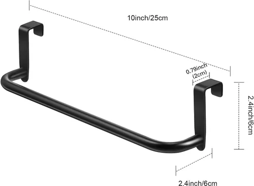 Vista 2 de 2 piezas barra toallero de metal para gabinete de cocina, barra toallero de acero para colgar en el interior o exterior de las puertas, hogar, Negro