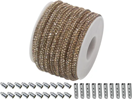 Vista 10 de Cuerda de purpurina con strass de 6 yardas, 0.17" de ancho, cordones brillantes para zapatos, ideal para hacer joyería DIY