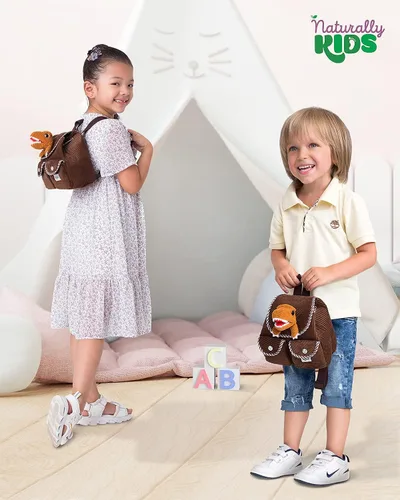 Vista 4 de Naturally KIDS Mini mochila de dinosaurio - Mochila muy pequeña para niñas y niños - Juguetes de dinosaurio para niños de 3 a 5 años - Mochila