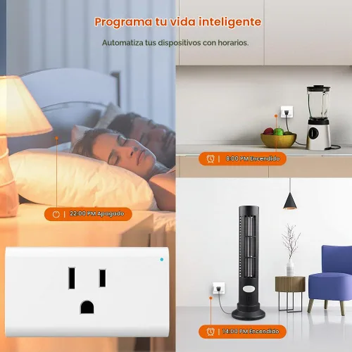 Vista 5 de TENDA SP3 (2 unidades) Interruptor de salida WiFi de enchufe inteligente, compatible con Alexa y Google Assistant para control de voz, temporizador