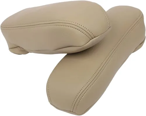 Vista 3 de LUJUNTEC Funda de repuesto de cuero para reposabrazos de asiento beige para Ford F150 F250 F350 para Excursion Lariat 99 00 01 02 03 04 05 06 07