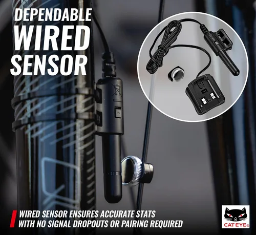 Vista 3 de CATEYE Computadora de bicicleta con cable - Velocímetro y odómetro de nivel básico, perfecto para ciclistas principiantes, arranque y parada