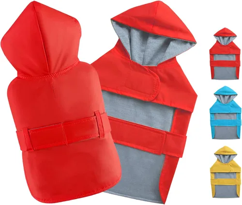 Vista 8 de Impermeable para perros pequeños, chaqueta impermeable con capucha, poncho impermeable para mascotas, traje de lluvia de doble capa para cachorros