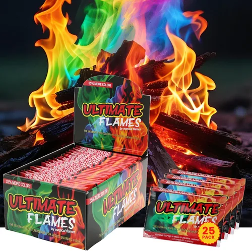 Vista 17 de Paquetes de Color de Fuego Magical Flames (Paquete de 5), Fuego Multicolor Vibrante para Hogarejos, Fogatas, Hogueras y Chimeneas - Accesorios