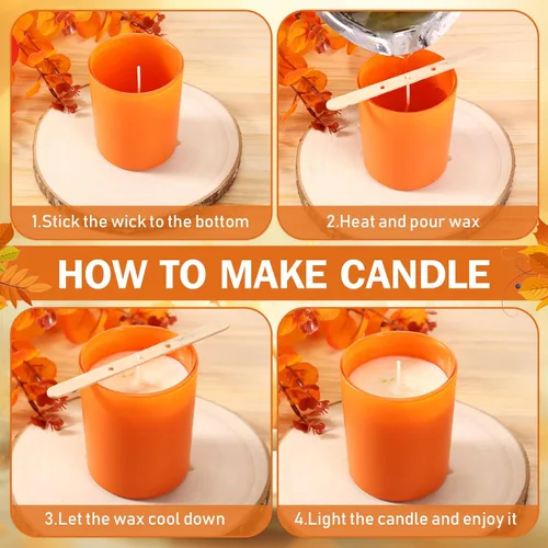 Vista 4 de Ziliny 16 tarros de vela de invierno para hacer velas vacías a granel, tarros de vidrio de 7 onzas con tapas de bambú, latas para almacenar