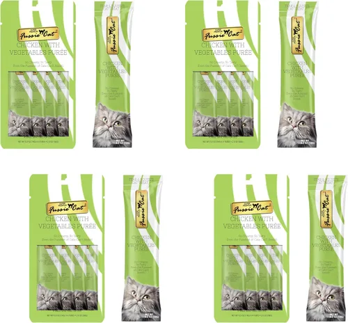 Vista 35 de Fussie Cat Golosinas prémium para gatos en puré de atún, golosinas para lamer, 3 paquetes de tubos de 4 a 0.5 onzas, (12 tubos en total), variedad