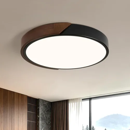 Vista 17 de Lámpara de techo LED moderna, lámpara de techo minimalista de madera empotrada, 4000 K no regulable, lámpara de iluminación circular con pantalla