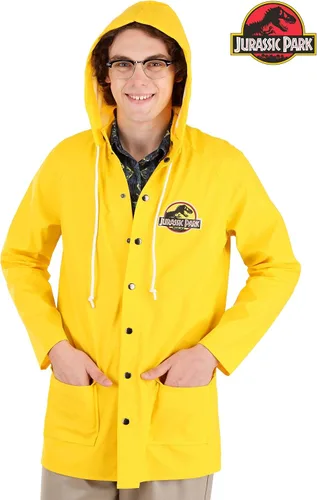 Vista 2 de Jurassic Park Dennis Nedry - Disfraz impermeable amarillo para adultos, Amarillo