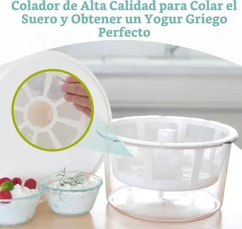 Vista 5 de Euro Cuisine GY50 - Máquina para hacer yogur griego con cesta de malla ultrafina, sin BPA, colador de yogur griego patentado para yogur griego