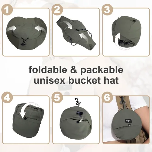 Vista 4 de Sombrero de pescador impermeable plegable para mujer, sombrero de sol con protección UV para hombre