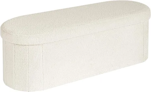 Vista 19 de B FSOBEIIALEO Otomana de Almacenamiento para Dormitorio, Reposapiés Otomano Plegable de Almacenamiento Boucle, Cubo Otomano Plegable Pequeño de Beige