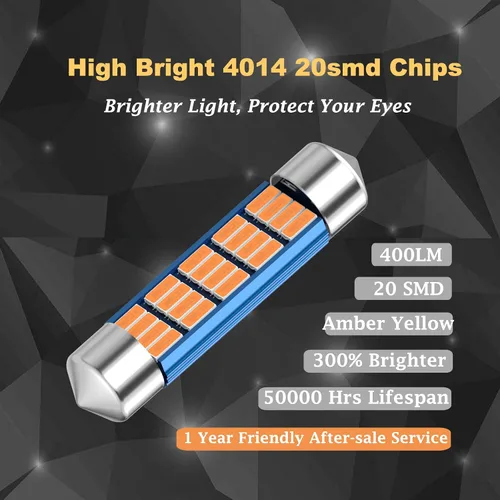 Vista 2 de XINYANG 2 piezas Bombilla LED festoon 578 para auto de 41mm 42mm 1.65 pulgadas, bombilla 211-2 extremadamente brillante, 20 chipsets SMD 4014, libre