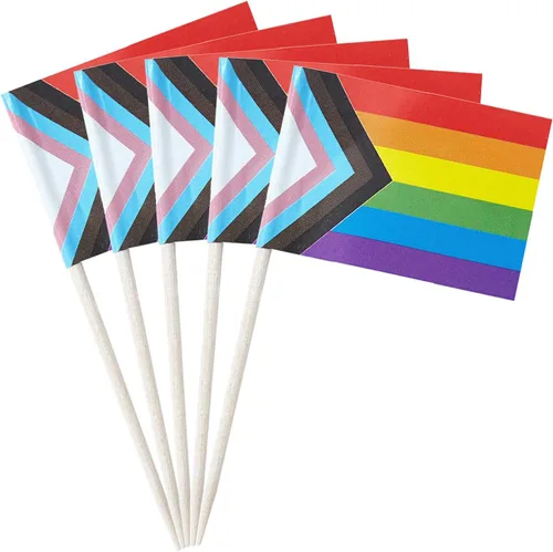 Vista 19 de stidsds 100 unidades de banderas afroamericanas pan, palillos de dientes africanos, mini pequeñas decoraciones negras para cupcakes, banderas