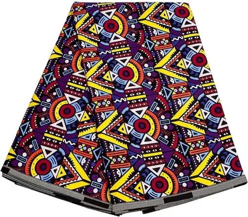 Vista 9 de BintaRealWax Tela africana de 6 yardas 100% algodón Ankara Kente Print Fabric Paño geométrico circular rojo de la impresión de la cera