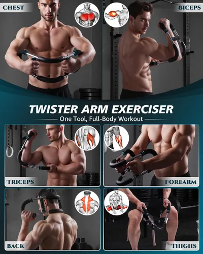 Vista 2 de Twister Arm Exerciser, Adjustable Spring Workout Bar, Forearm Triceps Chest Inner Thigh Muscle Enhanced Exercise Strengthener, Upper Body Strength