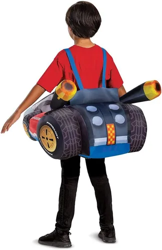 Vista 2 de Disguise Disfraz de Super Mario, traje inflable de Nintendo Mario Kart para niños, traje inflable de personaje expandible operado por ventilador
