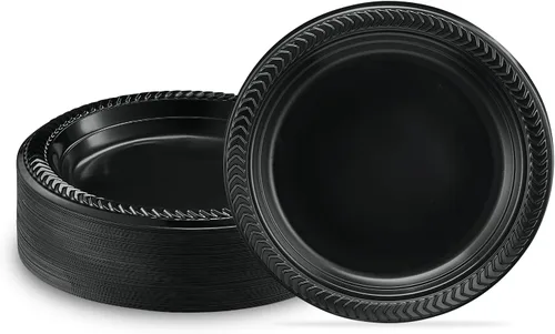Vista 14 de PLASTICPRO 100 cuencos de plástico negros ligeros de 5 onzas, cuencos pequeños de plástico para sopa, platos negros para ensalada y postre