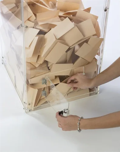 Vista 4 de FixtureDisplays® Clear Plexiglass Acrylic Transparent Donation Box, Fund Raising Stand Display, Tithing Box 13192