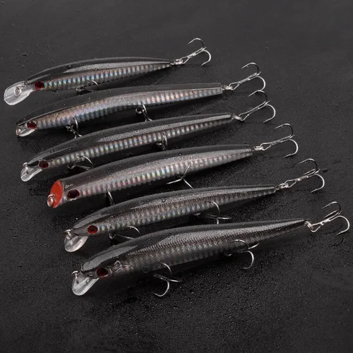 Vista 5 de Kit de señuelo de pesca de surf Sriper Señuelo de agua salada Minnow Señuelos Jertbait Topwater Popper Plugs Buceo Cebos Duros Costa Rica Ocen Pesca