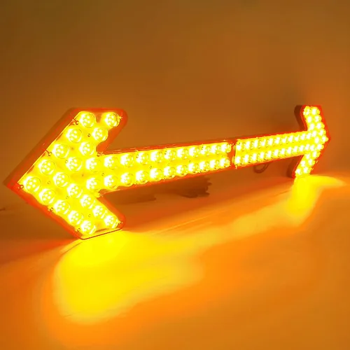 Vista 2 de CFLMYYXGS12V-24V Luz de señal de flecha LED impermeable ámbar con carcasa transparente para vehículos de construcción, barredoras, carros de agua