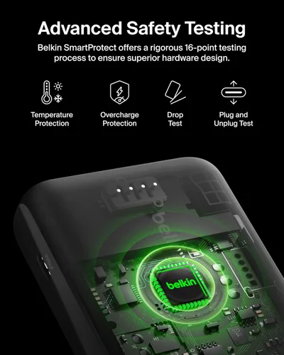 Vista 3 de Belkin Cargador portátil, Cargador MagSafe, Banco de energía inalámbrico - Cargador inalámbrico de 7.5W - Paquete de batería magnético portátil