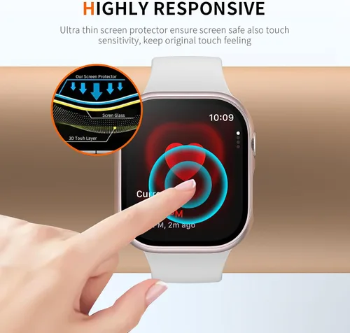 Vista 6 de Pack de 6 fundas para Apple Watch Series 11/10 de 42 mm con protector de pantalla de vidrio templado, BHARVEST Funda protectora de policarbonato