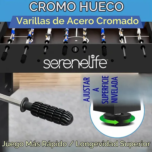 Vista 3 de SereneLife mesa de futbolín de 48 pulgadas, tamaño de competición, para fútbol en casa, sala de juegos de arcade, 2 pelotas, 2 portavasos, 1,2 m x