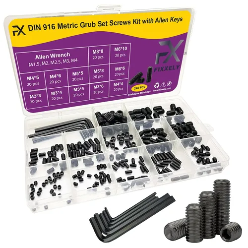 Vista 13 de Tornillos prisioneros de punta cónica, 48 piezas (M3, M4, M5, M6), cabeza hexagonal, tornillos prisioneros métricos de acero inoxidable 304, varios