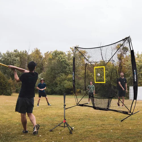 Vista 7 de Storgem Red de práctica de béisbol y softbol de 77 pies – Soporte portátil para bateo, lanzamiento, entrenamiento de bateo con camiseta, organizador