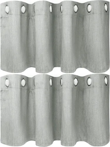 Vista 13 de PiccoCasa Cortinas opacas texturizadas con aspecto de lino para cocina, 2 paneles, reducción de ruido y aislamiento para oscurecer la habitación