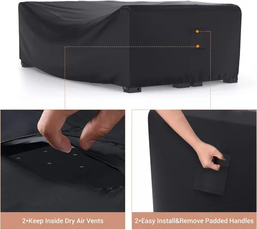 Vista 3 de Mrrihand Funda para Juego de Muebles de Patio Impermeable, Funda para Juego de Sofá Seccional de Exterior de Servicio Pesado 600D Funda para Juego