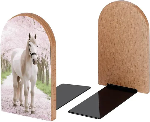 Vista 2 de Sujetalibros decorativos de madera para estantes, habitación de los niños, escritorio, oficina en casa, tapones de libros para revistas, libros