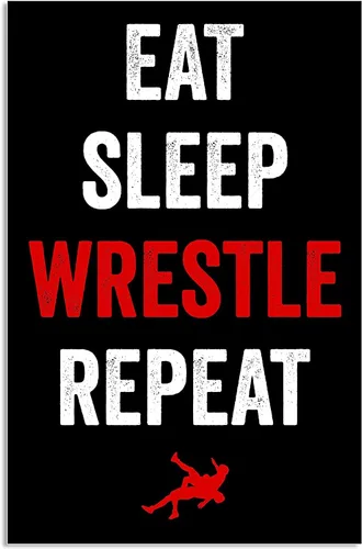 Vista 5 de Damdekoli Póster de Eat Sleep Wrestle (8 x 10 pulgadas, lienzo)