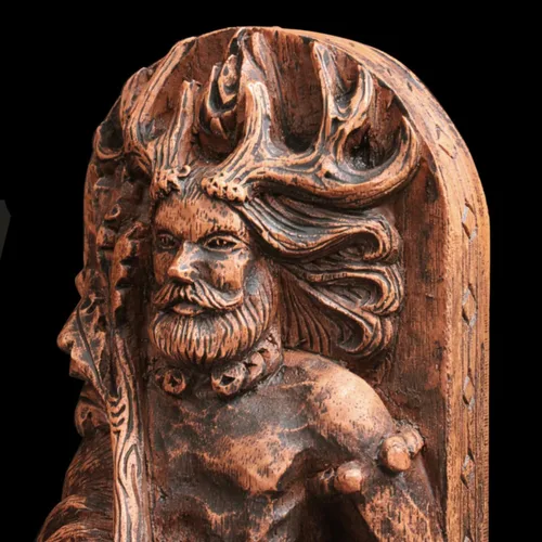 Vista 6 de Dryad Design Estatua de Cernunnos - Estatua de Dios con cuernos Wiccan de 8 pulgadas - Decoración de altar pagano para el hogar con acabado
