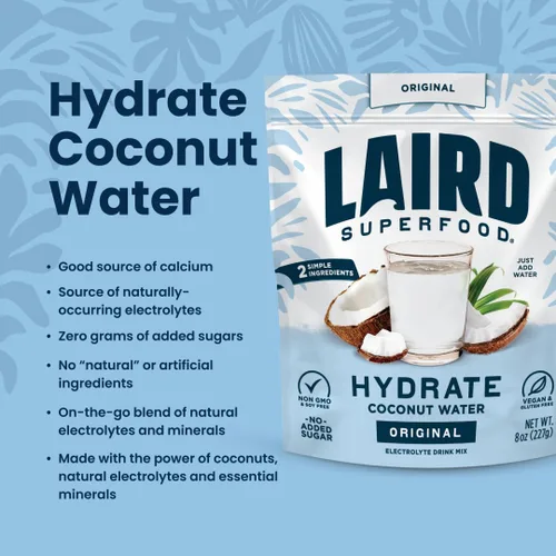 Vista 3 de Laird Superfood Hydrate - Agua de Coco Orgánica
