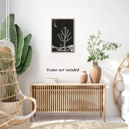 Vista 3 de Yostyle Arte de pared con diseño de paisaje del desierto occidental, póster de bloque de árbol de Joshua, decoración de pared bohemia del suroeste