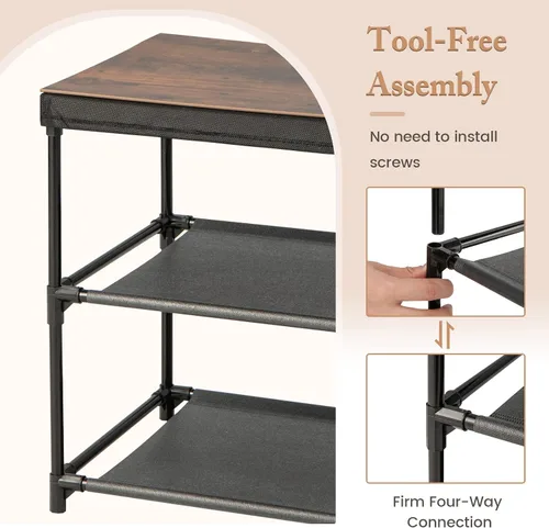 Vista 5 de GOFLAME Cómoda de tela con 2 cajones, mesita de noche para dormitorio, mesita de noche con contenedores y asas de tela extraíbles, mesa auxiliar