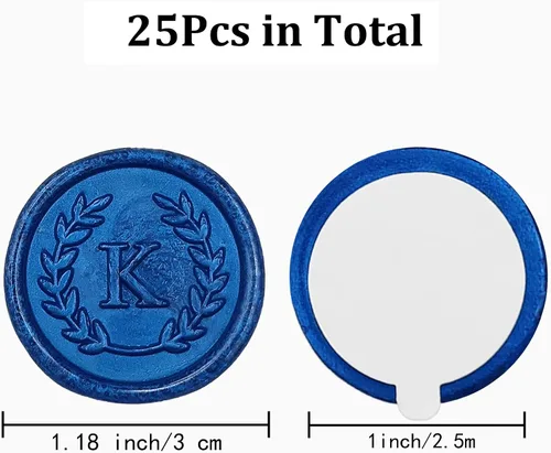 Vista 2 de 25 calcomanías adhesivas de sello de cera con letra K, hechas a mano, sin necesidad de sellar, rasgar y usar calcomanías de cera para invitaciones