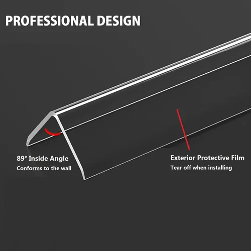 Vista 3 de Protector de esquina de pared, paquete de 2 protectores de esquina autoadhesivos para paredes Clear Corner Guard for Walls, 1.57" W x 35.4" L