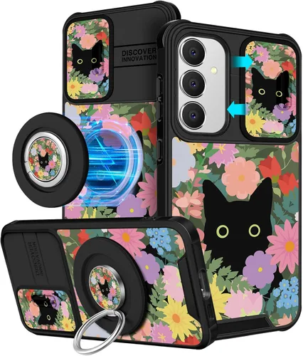 Vista 62 de Funermei Funda para teléfono Samsung Galaxy A15 5G - [2 en 1] Funda para teléfono de mujeres lindas chicas, diseño femenino de mariposa negra