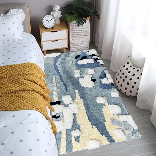 Vista 9 de Alfombra de musgo 3D estéreo, alfombra floral, bonita alfombra de baño verde, antideslizante, suave, lanuda y absorbente, alfombra de baño